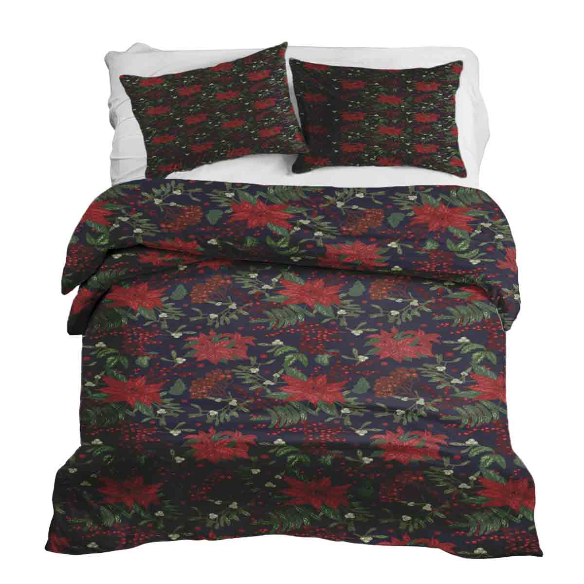 Therapy blankets bedding set with red poinsettia