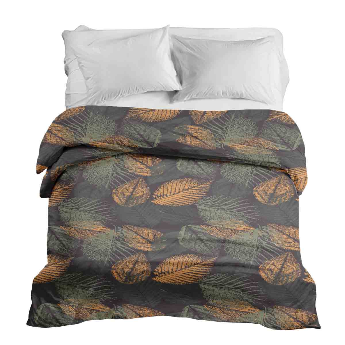 Original therapy blanket - cotton cover autumn leaf motif