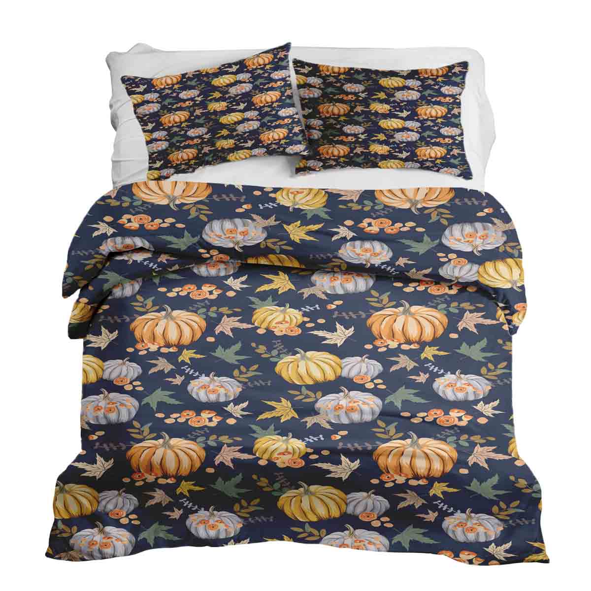 Therapy blankets bedding set blue with pumpkins