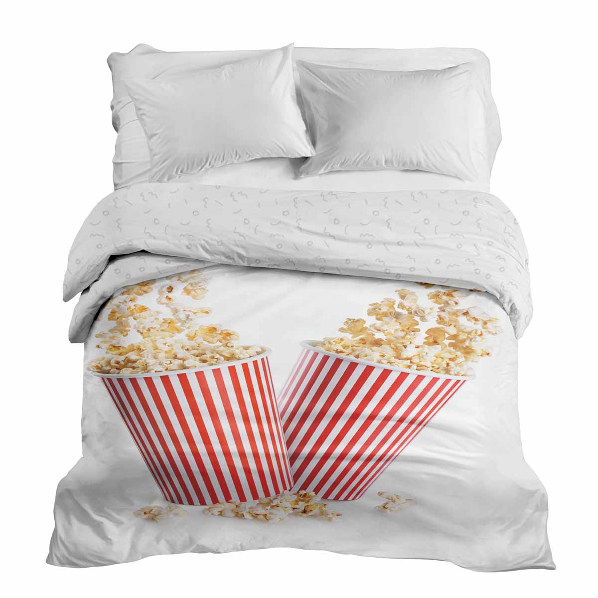 Couverture thérapeutique originale - Housse en coton blanc avec popcorn