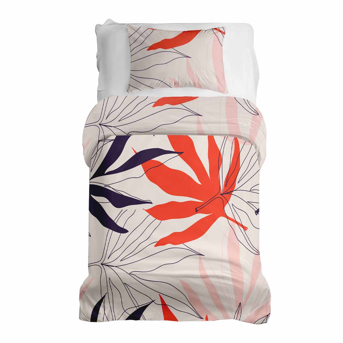 Therapy blankets bedding set beige with colorful leaves