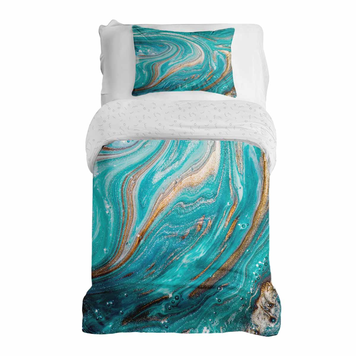 Therapy blankets bedding set marble turquoise
