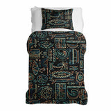 Therapy blanket and bedding set with green Hawaiian pattern.