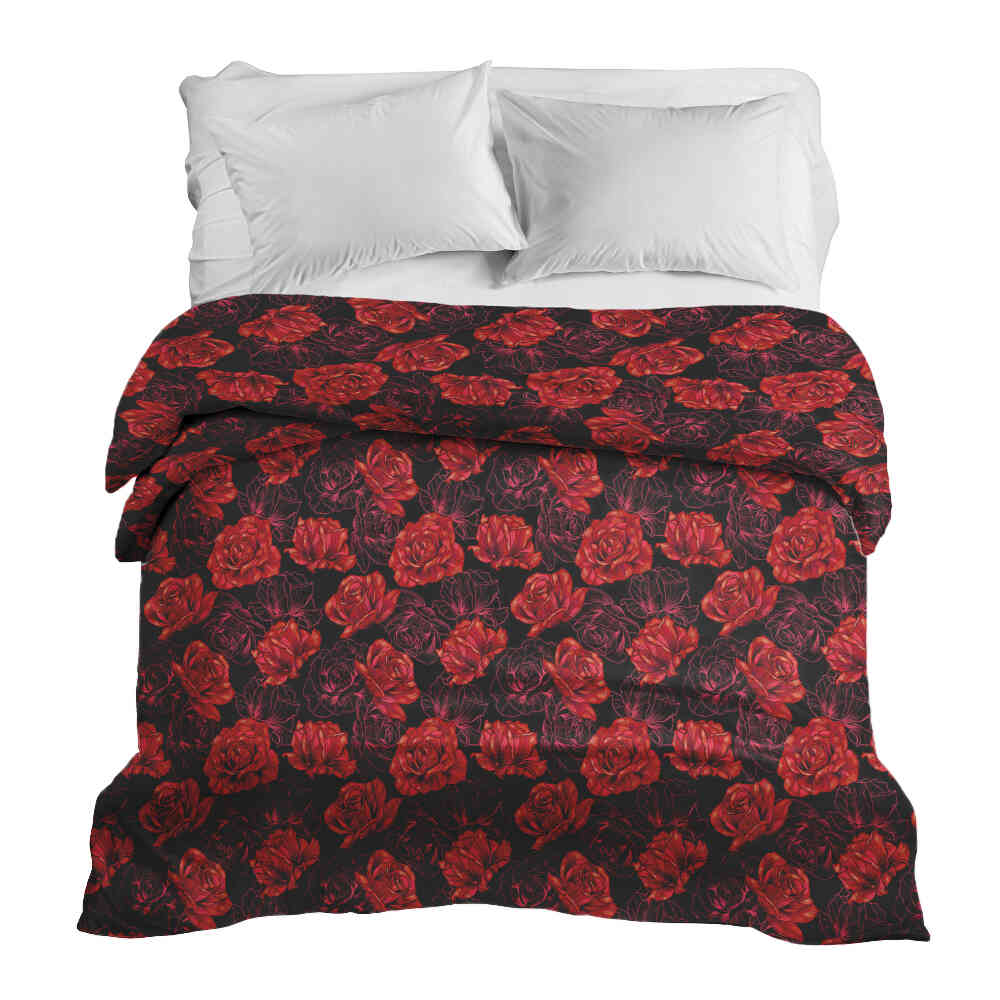 Original therapy blanket - cotton cover black with red roses