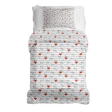 Therapy blanket bedding set, white with "Love" lettering.