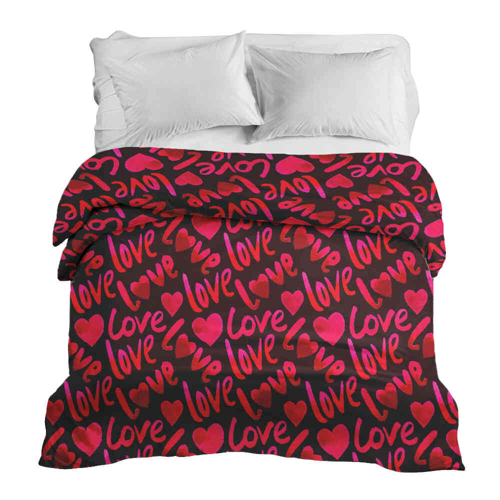 Couverture thérapeutique originale - Housse en coton noire avec inscription Love