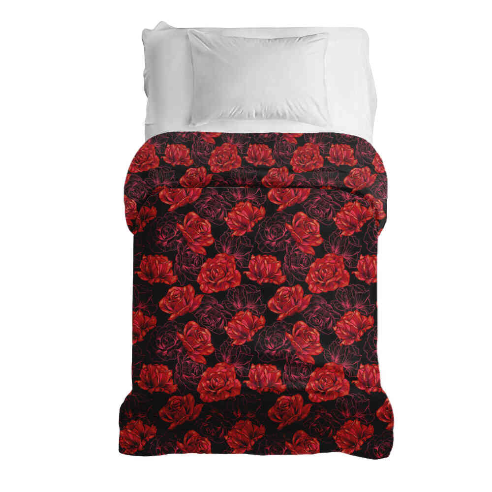 Original therapy blanket - cotton cover black with red roses