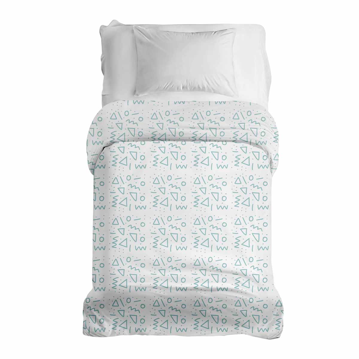Original therapy blanket - cotton cover white with blue shapes