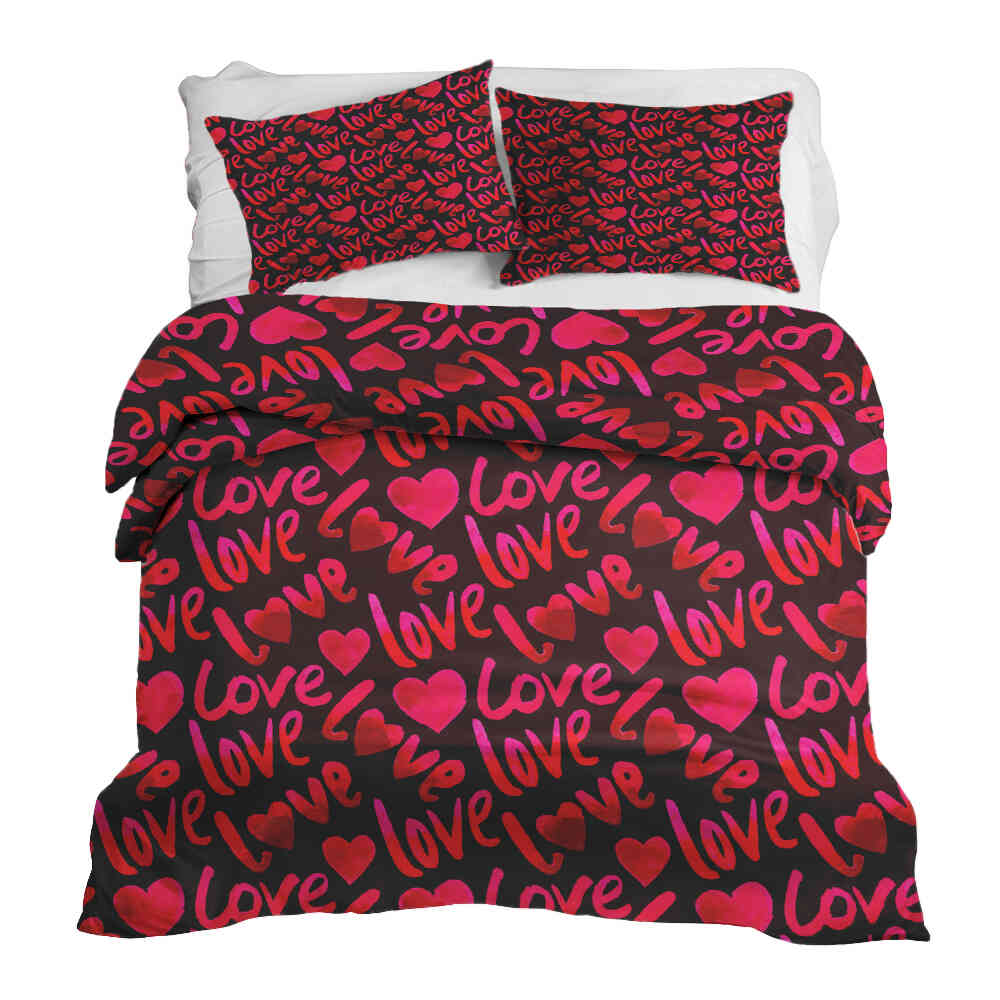 Therapy blankets bedding set black with lettering Love