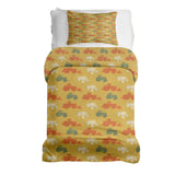 Therapy blanket and bedding set, orange with tractors.
