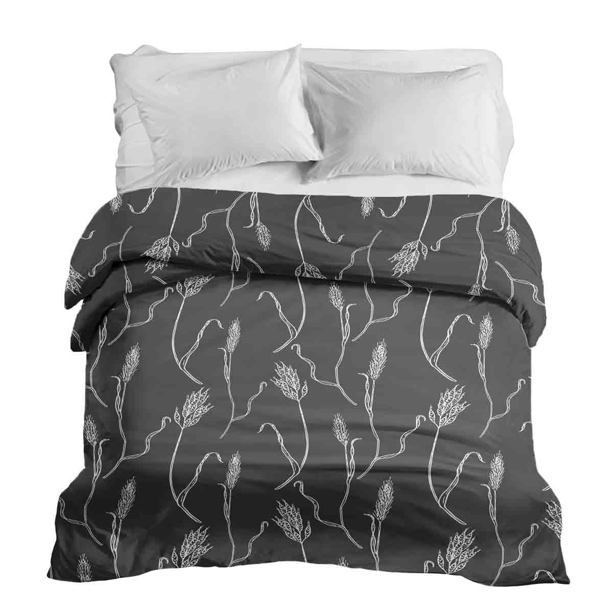 Couverture thérapeutique originale - Housse en coton gris foncé avec branches blanches