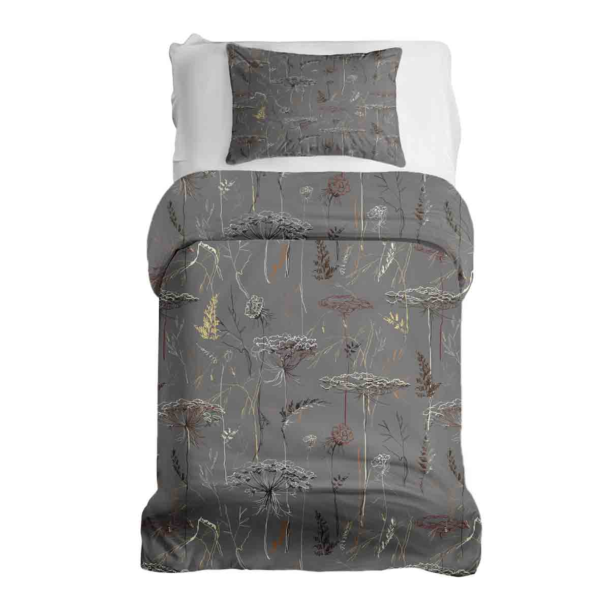 Therapy blankets bedding set gray with golden plants