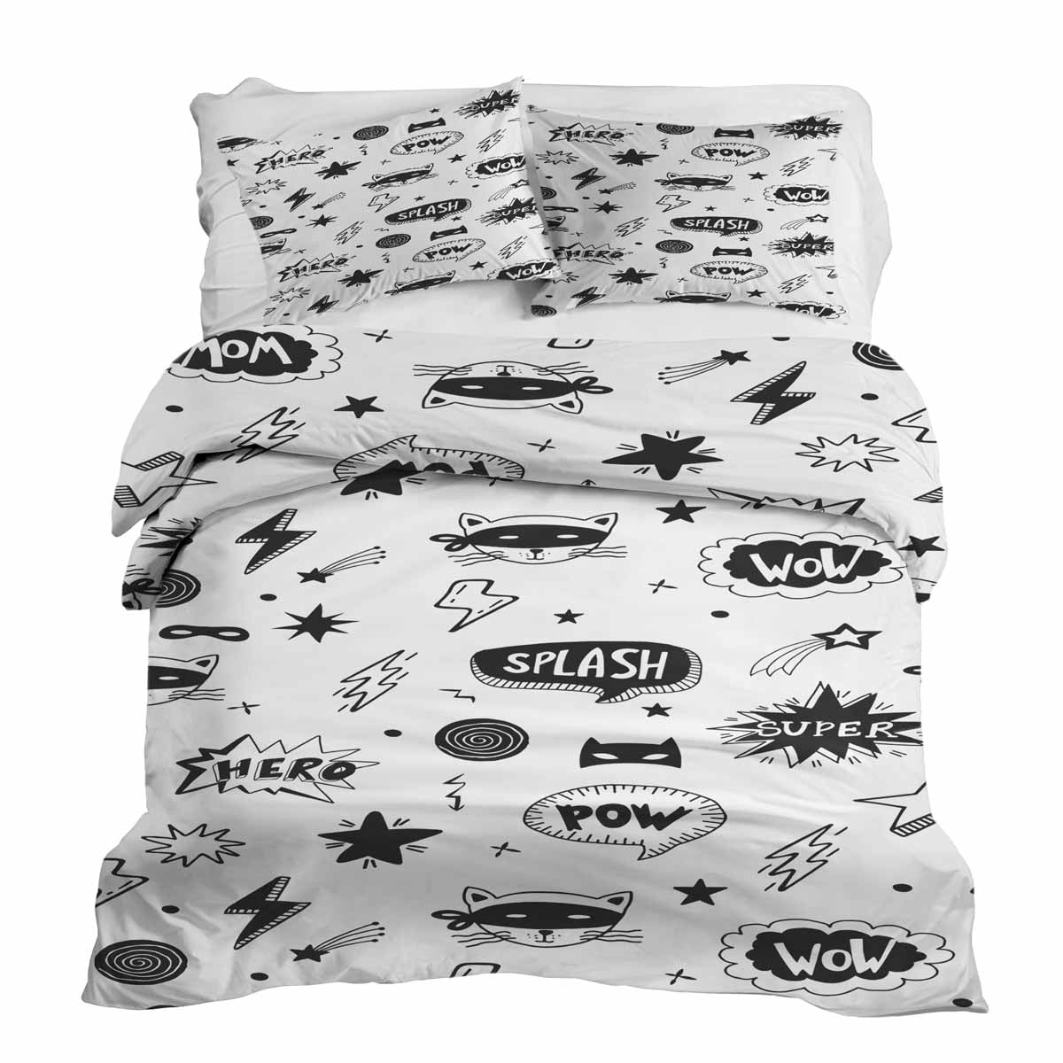 Therapy blankets bedding set white with superheroes