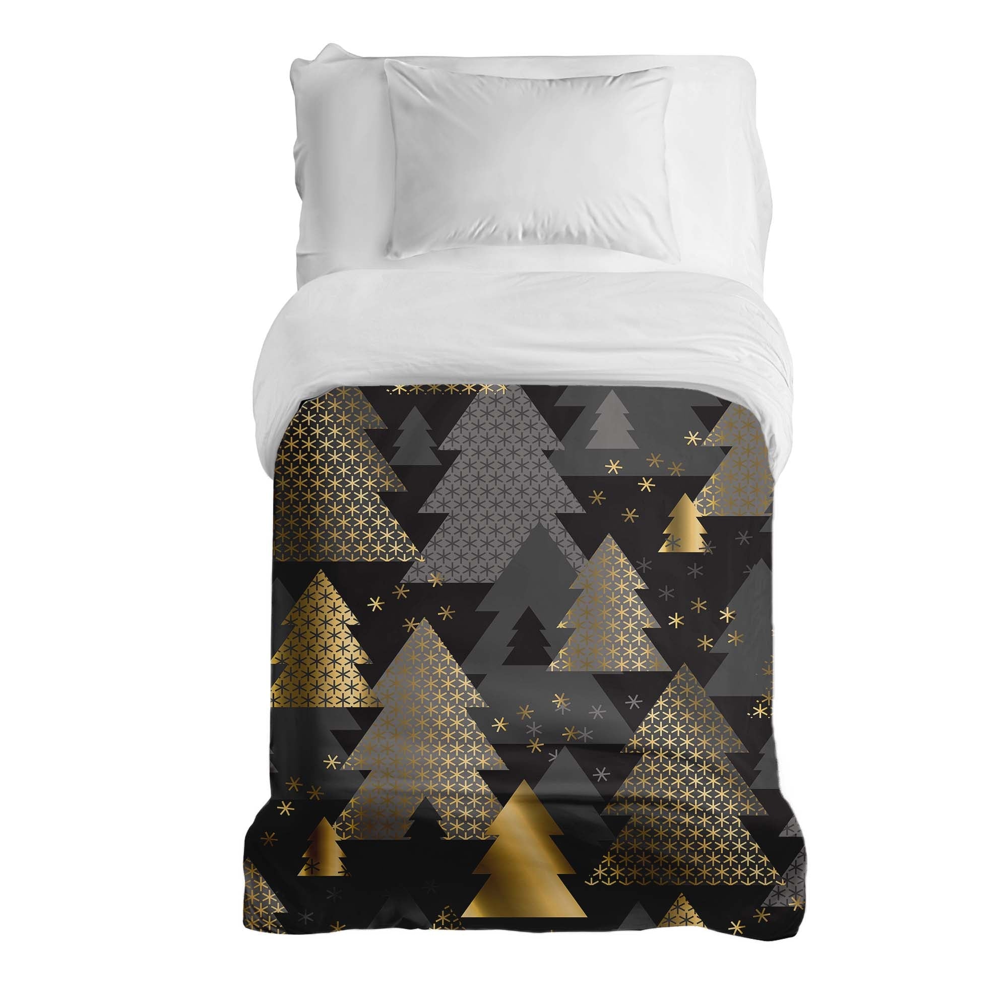 Couverture thérapeutique originale - Housse en coton avec sapins dorés