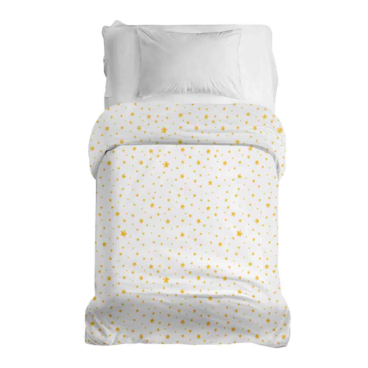 Couverture thérapeutique originale - Housse en coton blanche avec étoiles jaunes