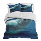 Therapy blanket and bedding set, blue with polar bear.