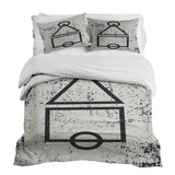 Therapy blanket bedding set, white, Dalgona shapes.