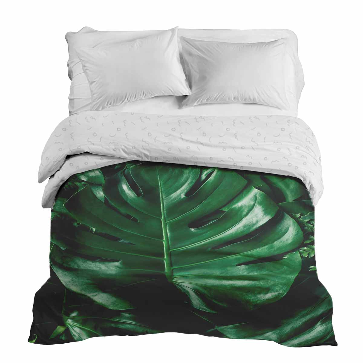 Original therapy blanket - cotton cover with monstera plant