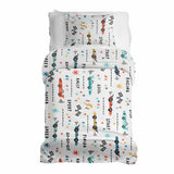 Therapy blankets and bedding set, white with racing cars.