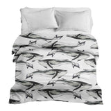 Original therapy blanket - cotton cover black blue whale
