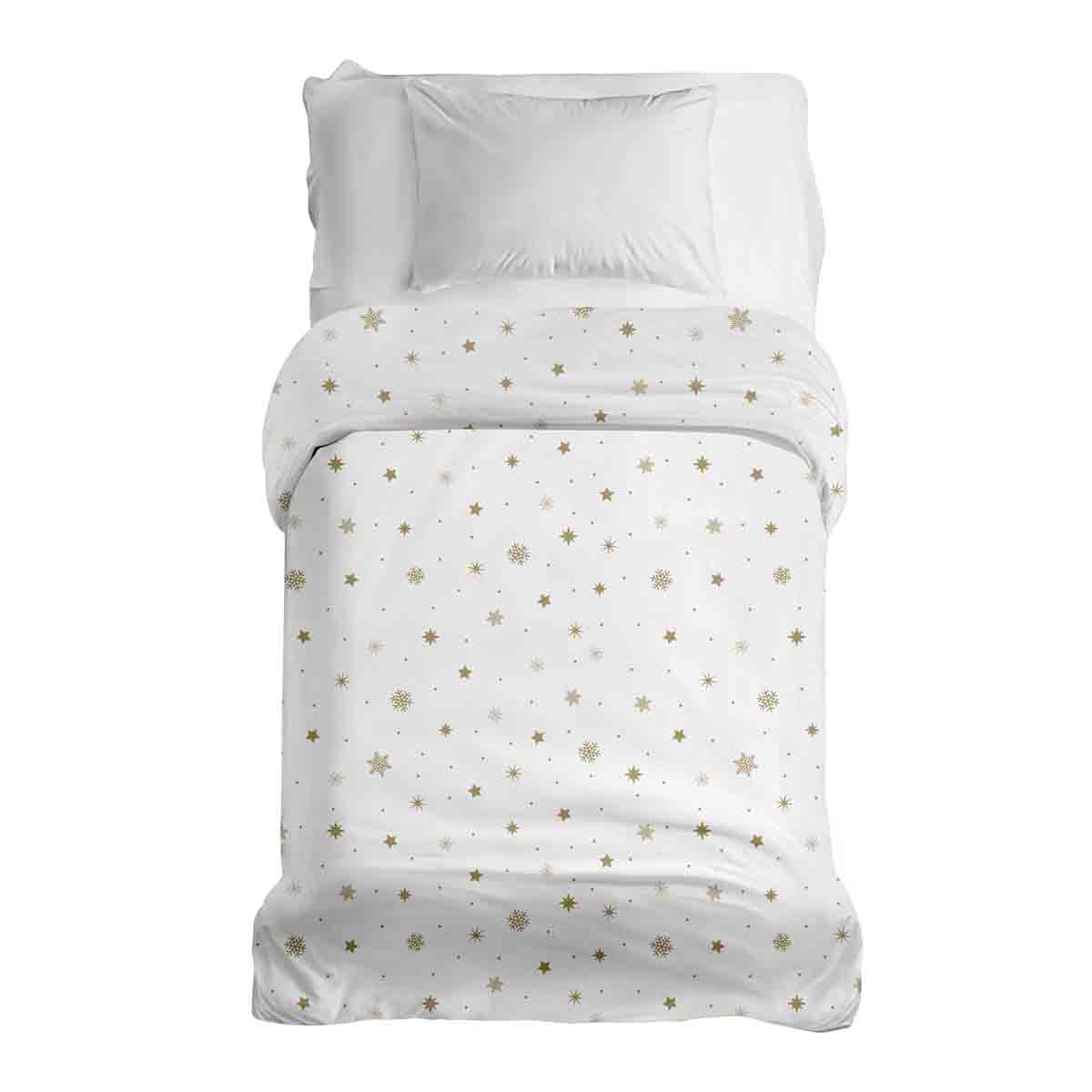 Couverture thérapeutique originale - Housse en coton blanc avec étoiles dorées