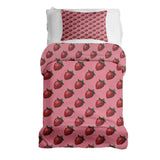Therapy blanket and bedding set, pink with strawberries.
