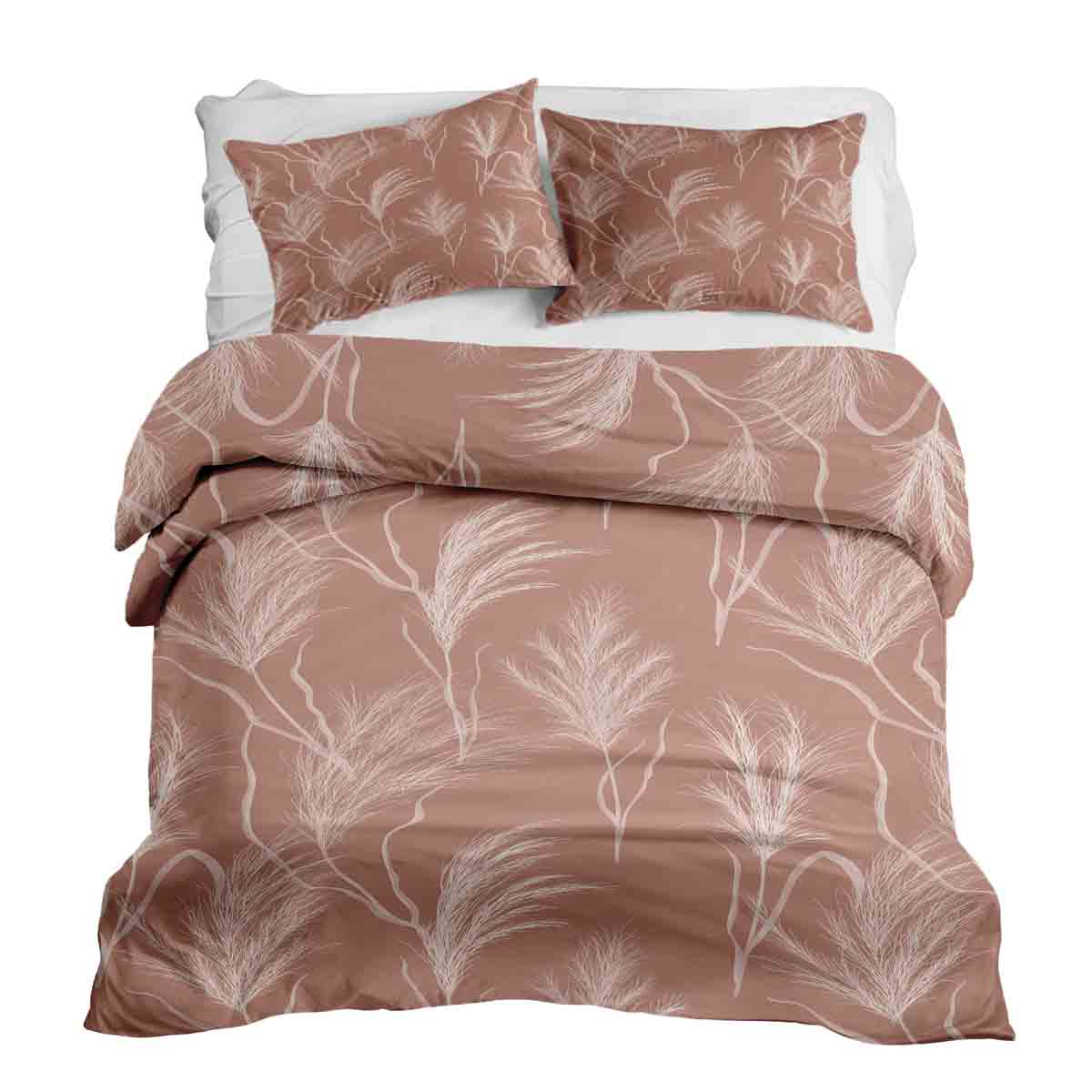 Therapy blankets bedding set old pink with pampas grass