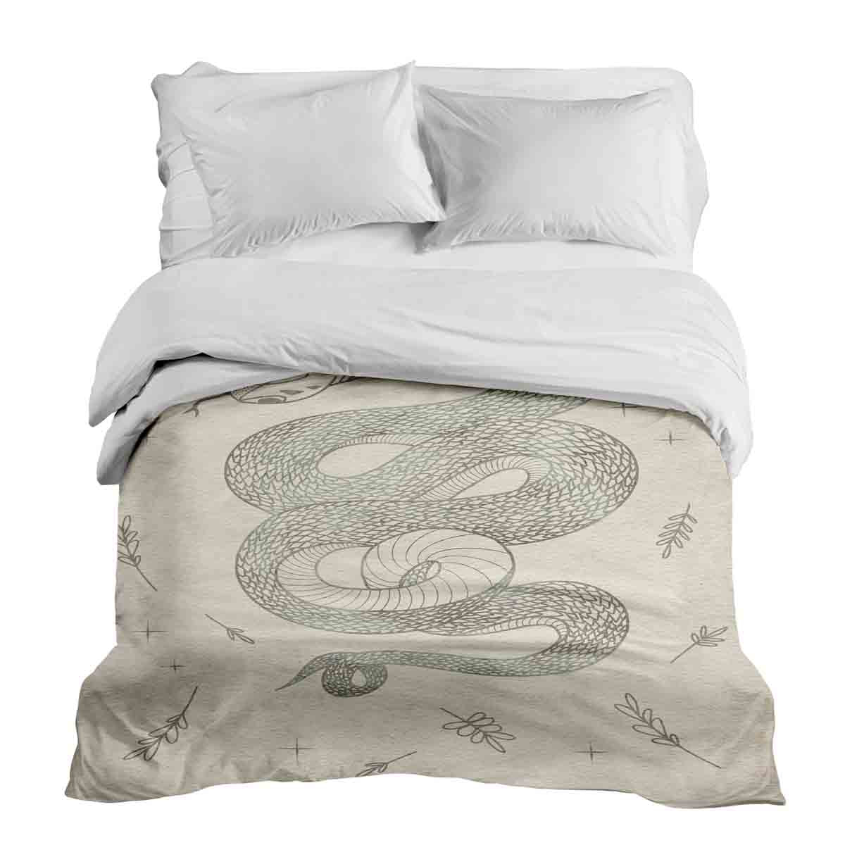 Couverture thérapeutique originale - Housse en coton beige avec serpent