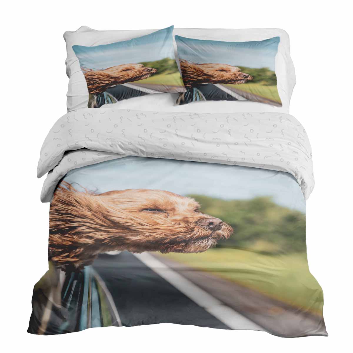 Therapy blankets bedding set with dog in the car