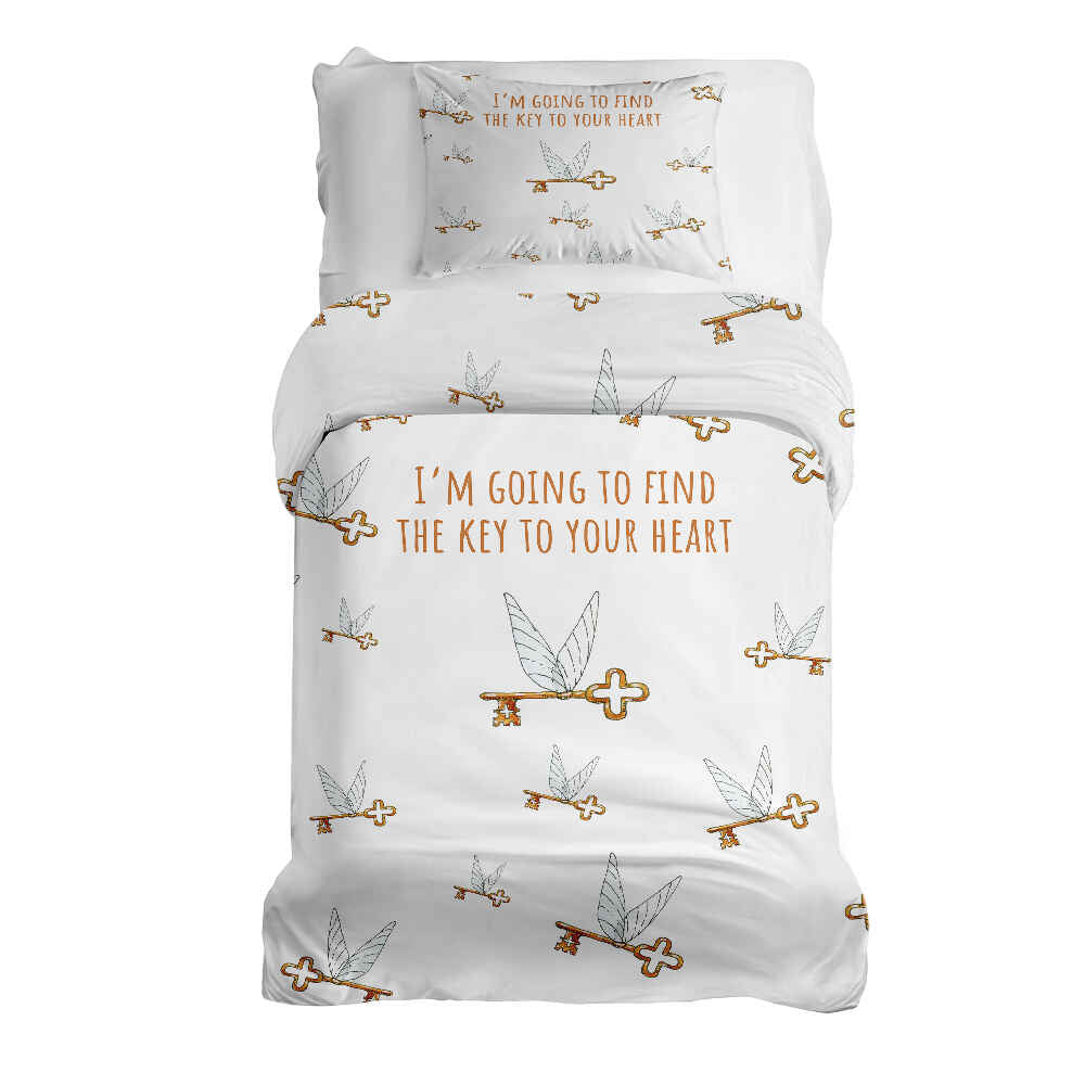 Therapy blankets bedding set white with flying key