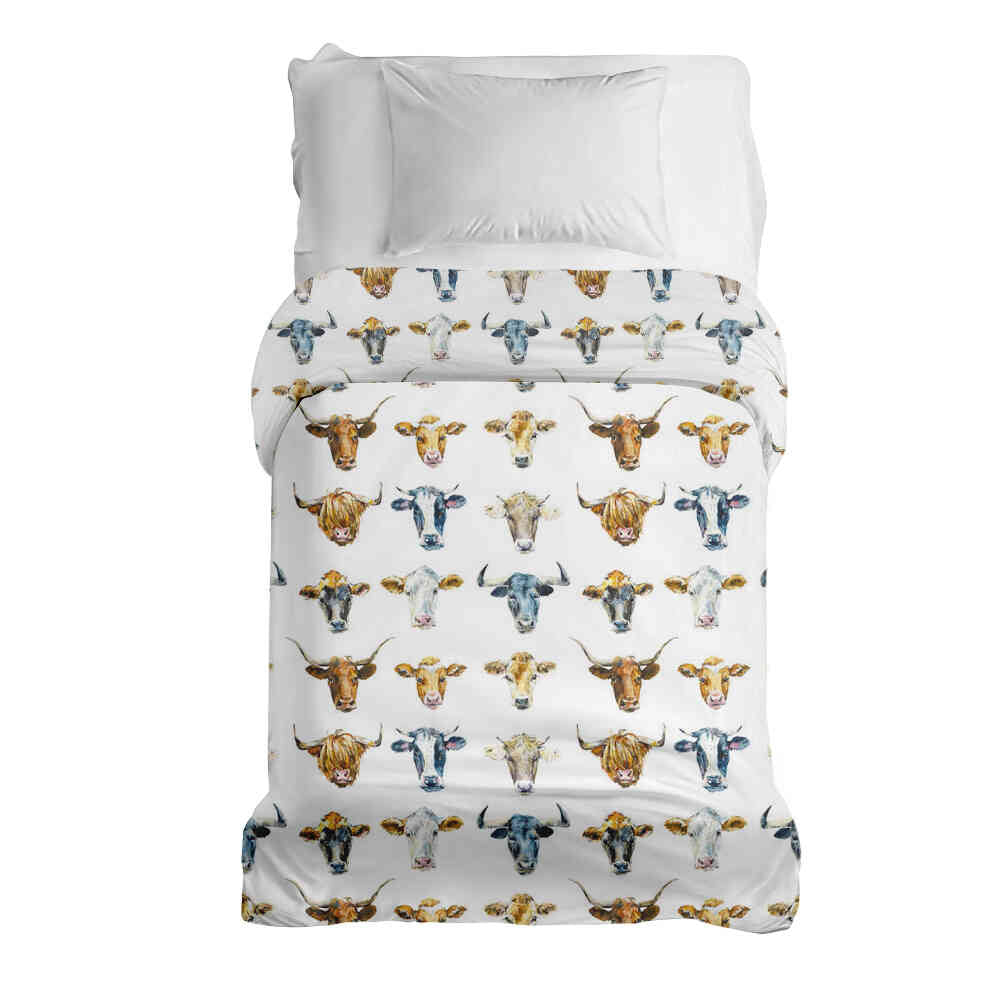 Original therapy blanket - cotton cover white with bull heads