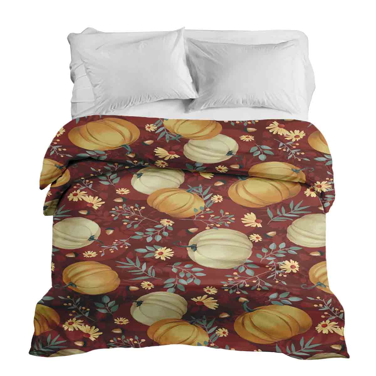 Couverture thérapeutique originale - Housse en coton rouge avec citrouilles