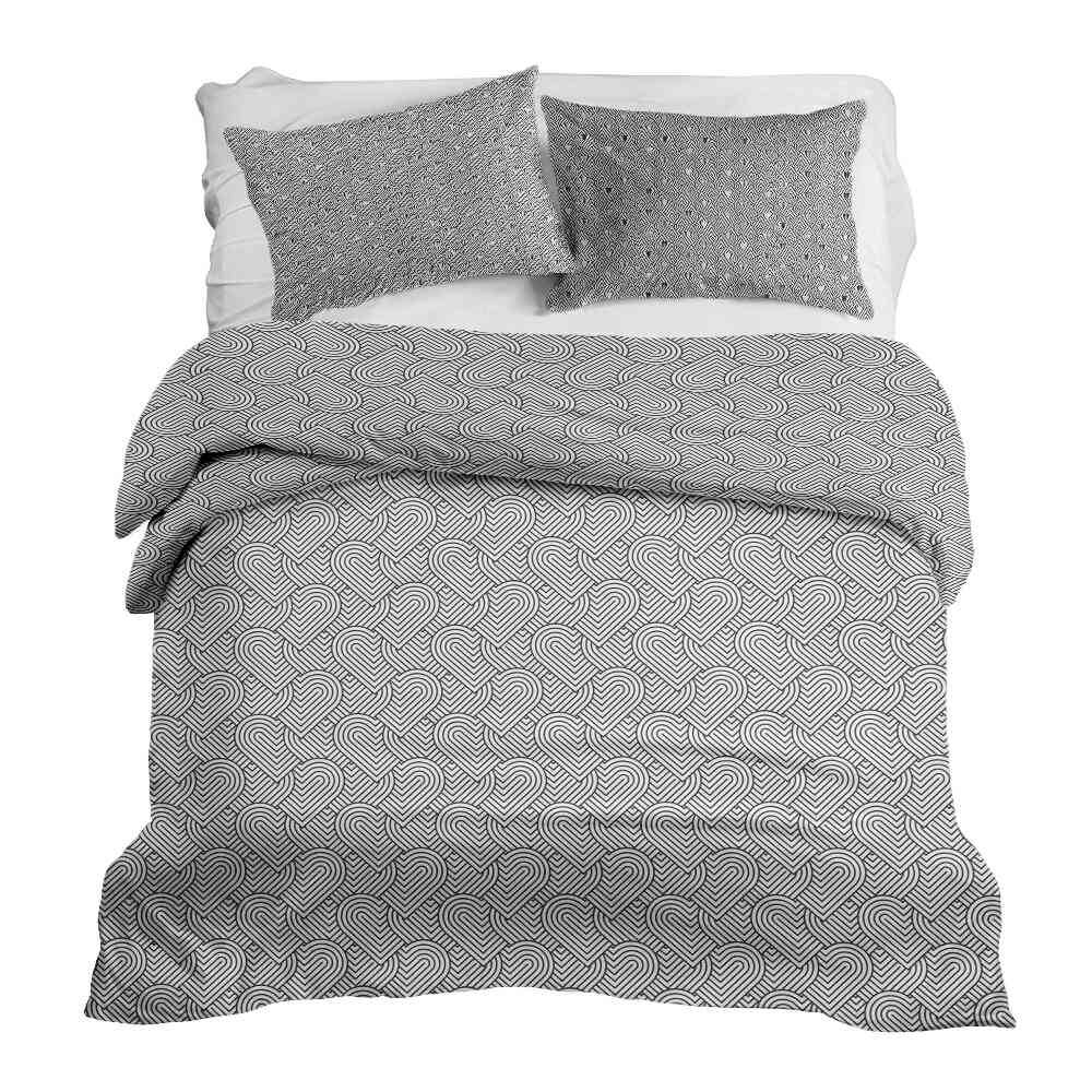 Therapy blankets bedding set gray geometric hearts