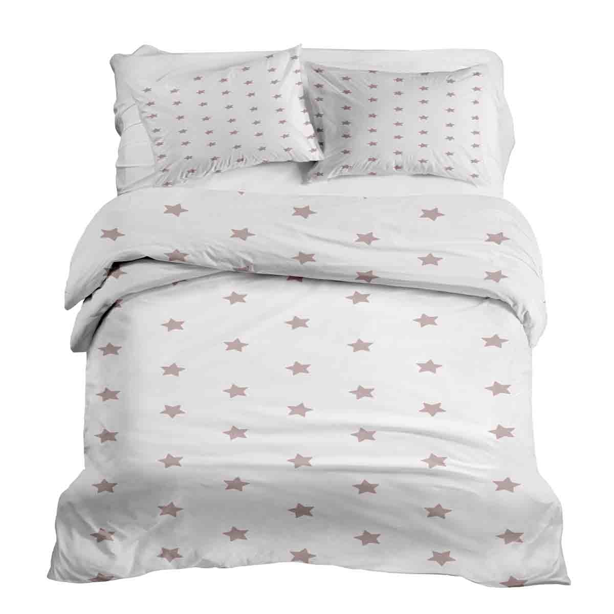 Couette thérapeutique ensemble de literie blanc avec étoiles roses