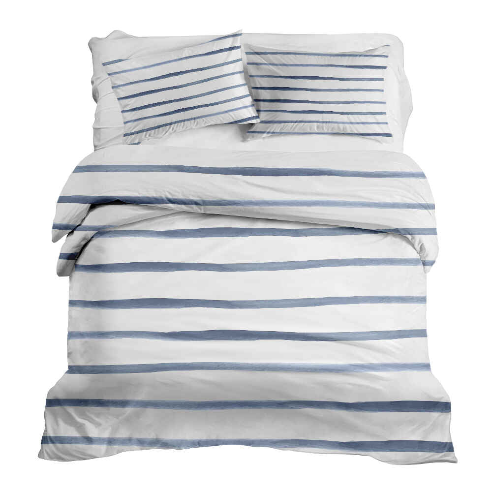 Therapy blankets bedding set blue horizontal stripes