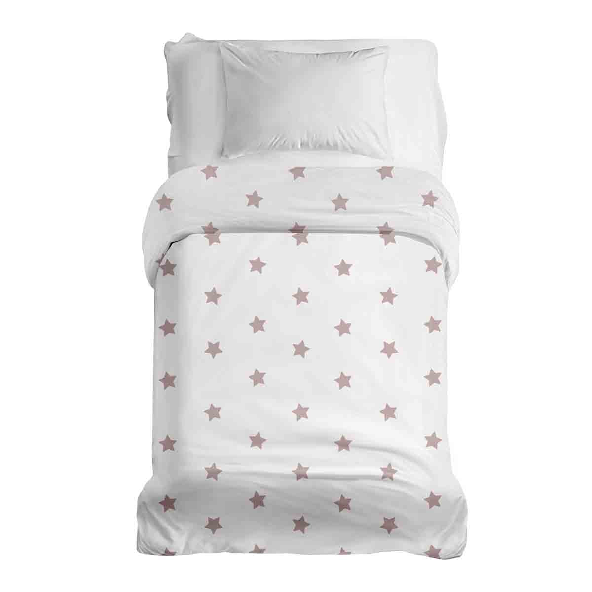 Couverture thérapeutique originale - Housse en coton blanche avec étoiles roses
