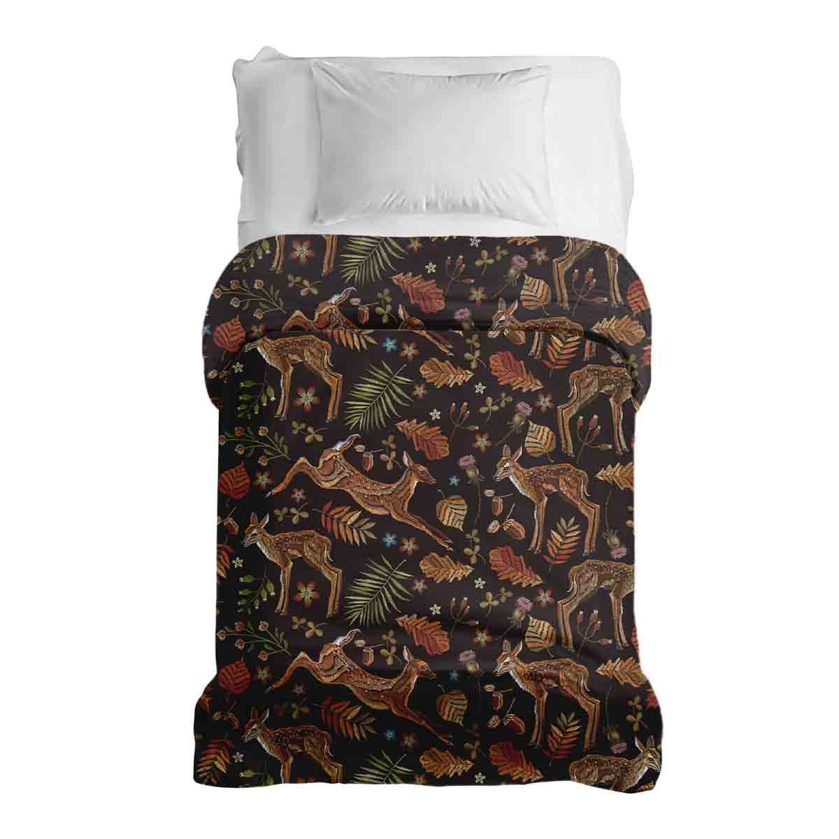 Couverture thérapeutique originale - Housse en coton marron avec chevreuil
