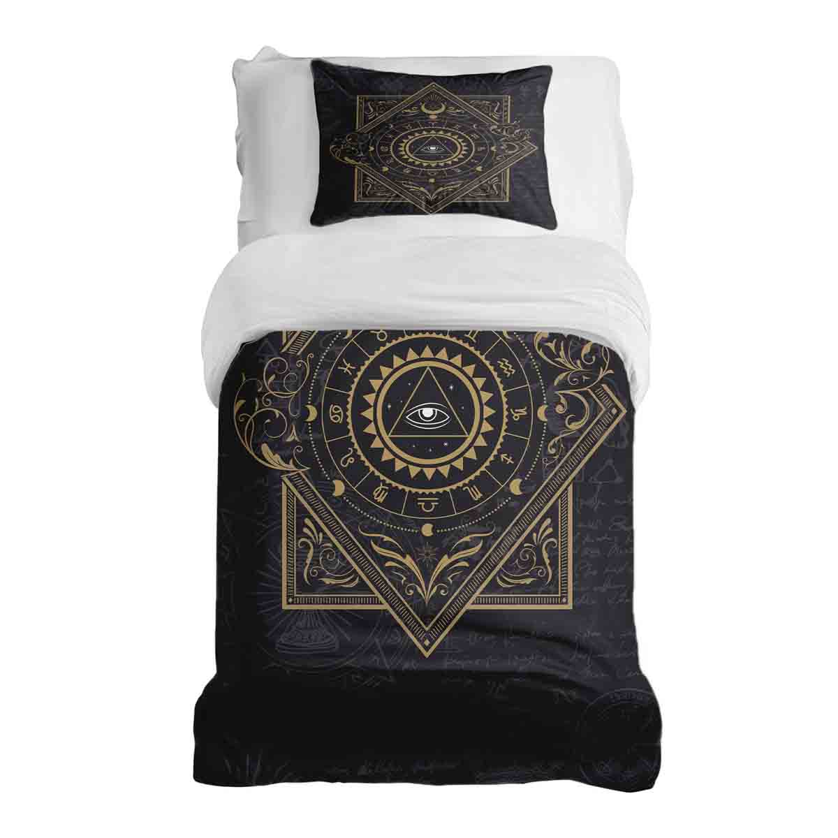 Ensemble de literie avec couverture thérapeutique Noir Mystique Mandala