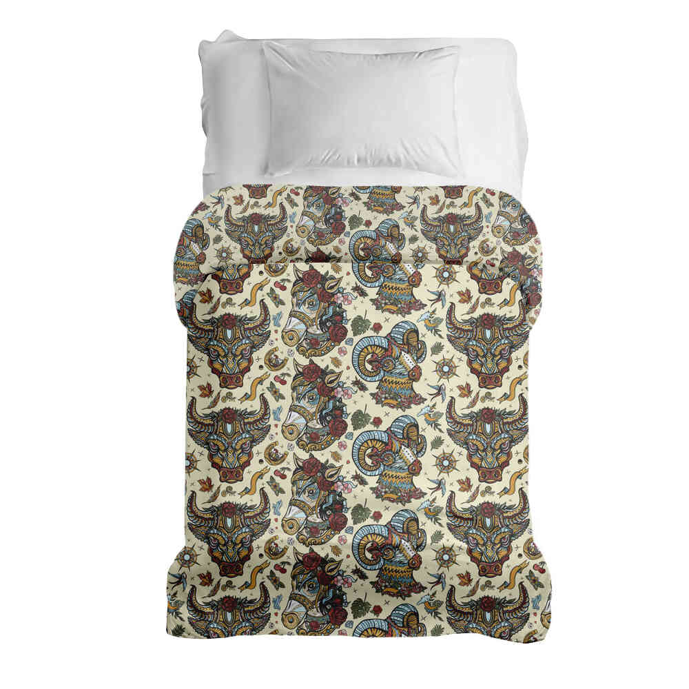 Couverture thérapeutique originale - Housse en coton têtes d'animaux colorées
