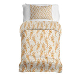Therapy blanket and bedding set, white with yellow wheat.