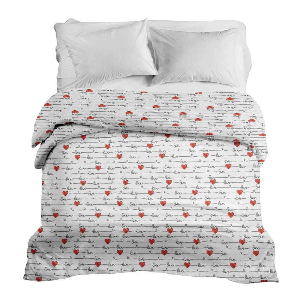 Couverture thérapeutique originale - Housse en coton blanc avec inscription Love