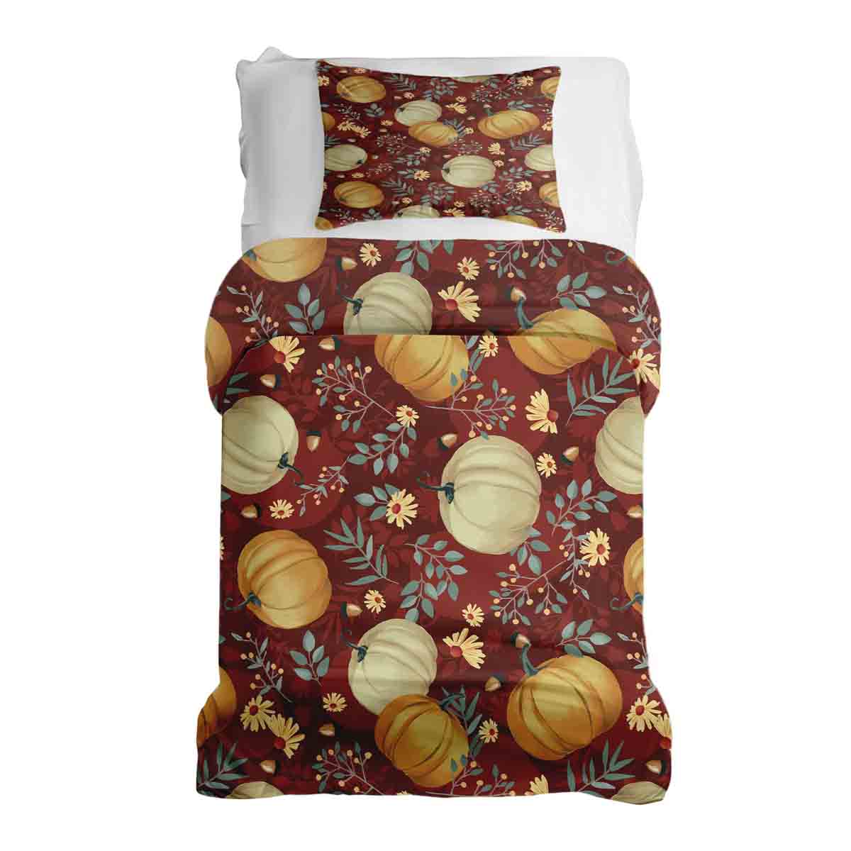 Ensemble de literie avec couverture thérapeutique rouge avec citrouilles
