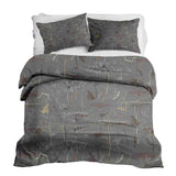 Therapy blanket bedding set, grey with golden plants.