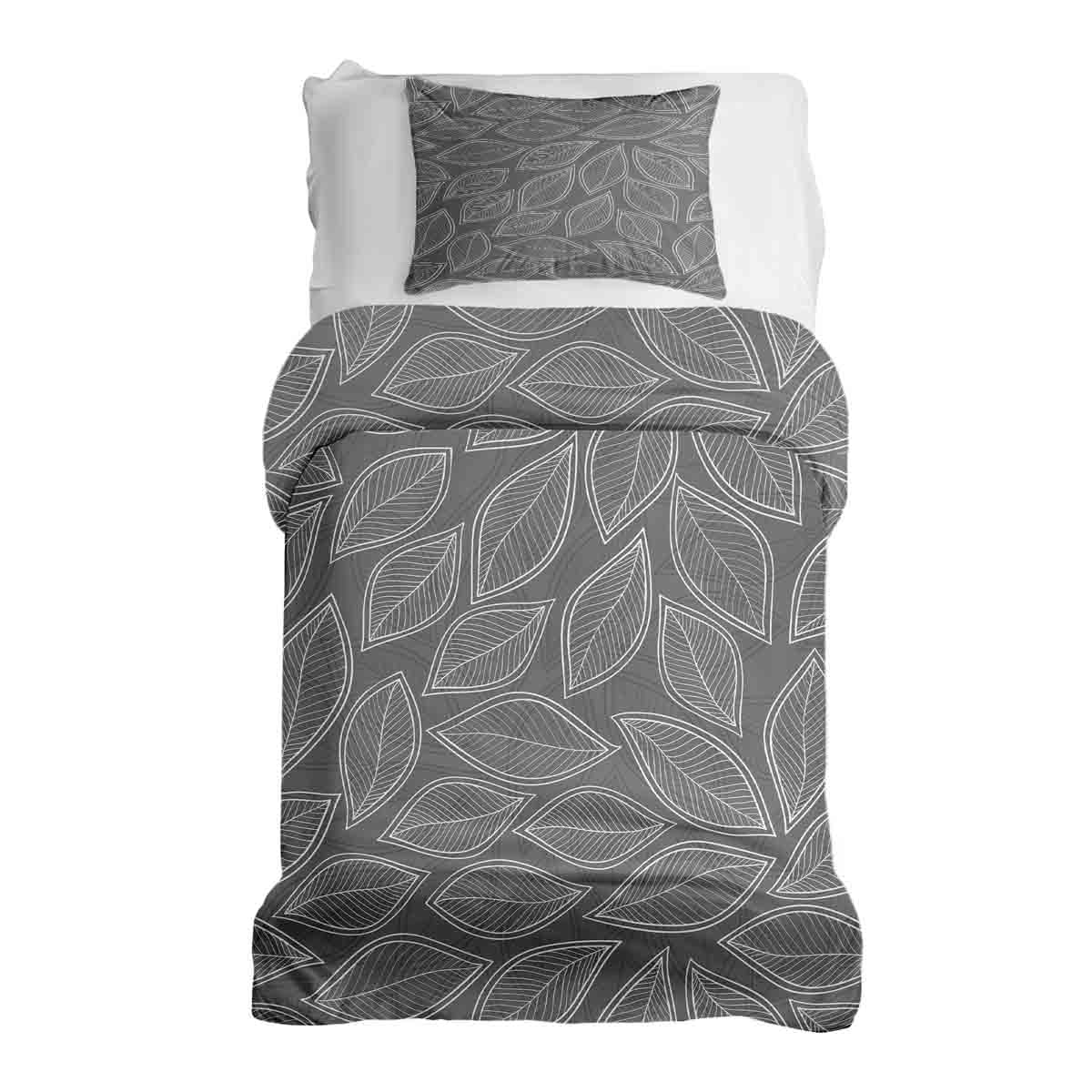 Therapy blankets bedding set gray with white palm leaves