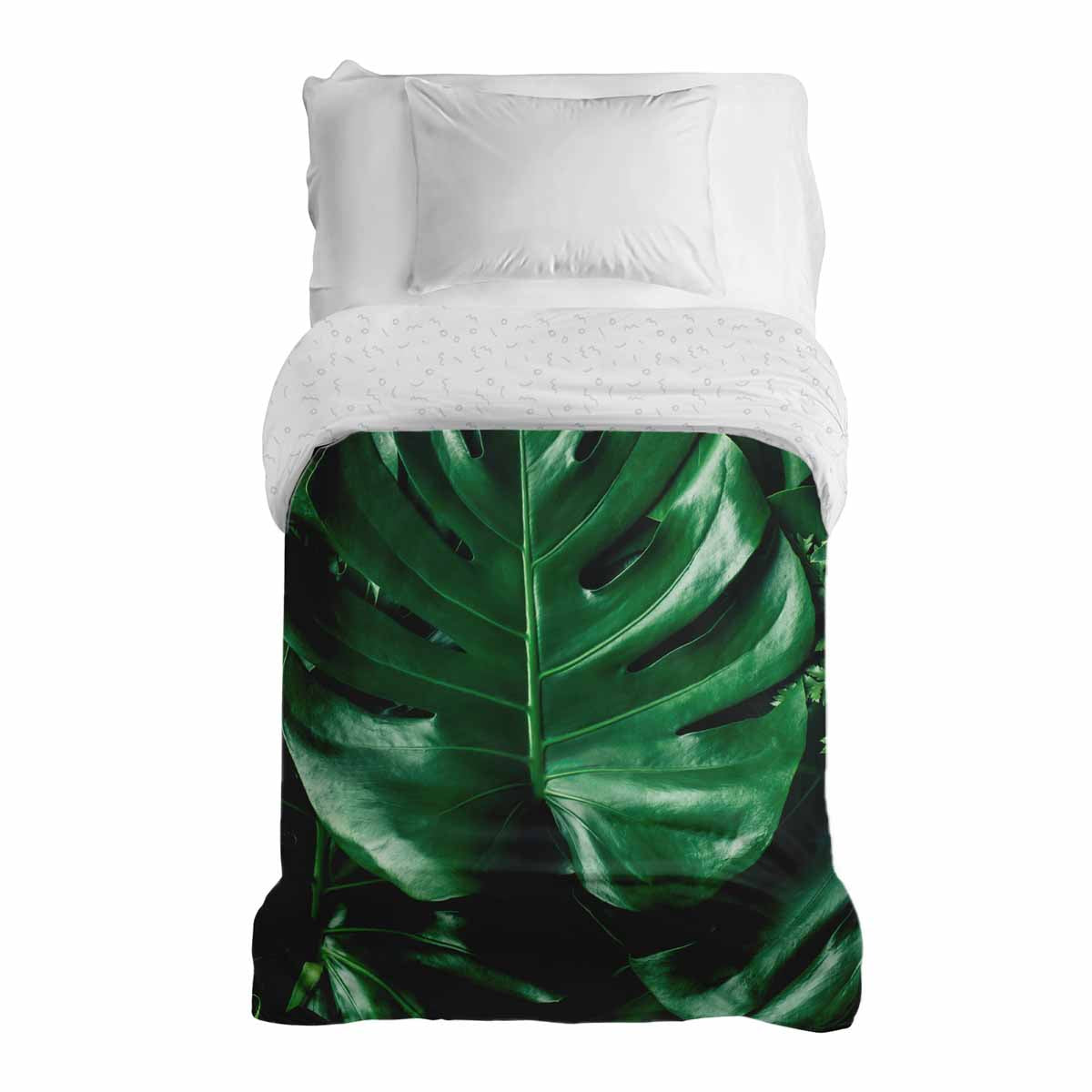 Couverture thérapeutique originale - Housse en coton avec plante Monstera
