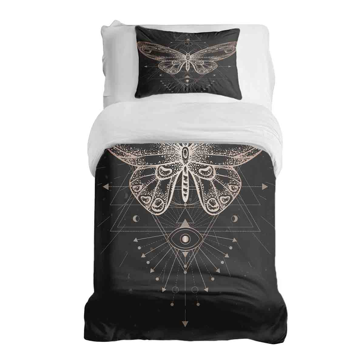 Ensemble de literie avec couverture thérapeutique noir avec papillon