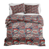 Therapy blanket and bedding set, red with comics.