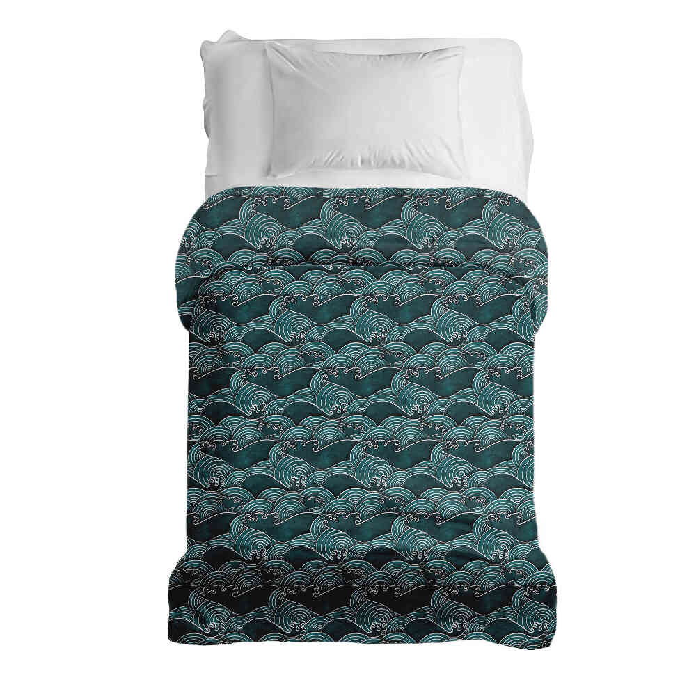 Couverture thérapeutique originale - Housse en coton vagues turquoise-vert