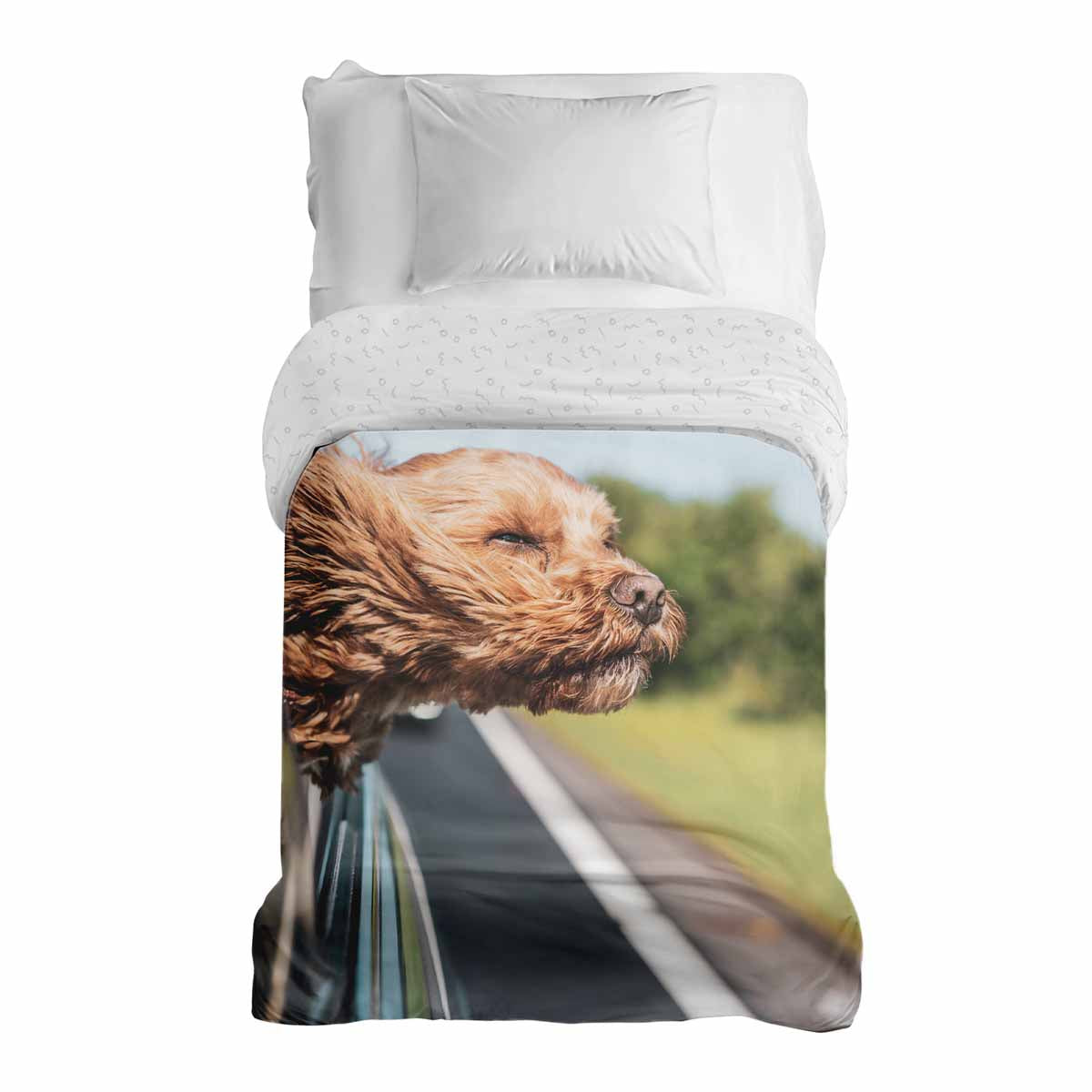 Couverture thérapeutique originale - Housse en coton avec chien dans la voiture