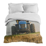 Original therapy blanket - cotton cover tractor in blue